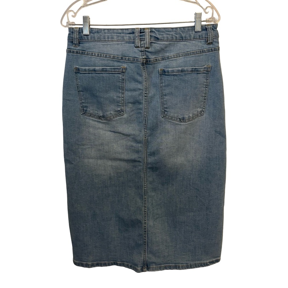Denim A-Line Midi Stretch Skirt Size 10 Great Pre-Loved Condition - Picture 10 of 11